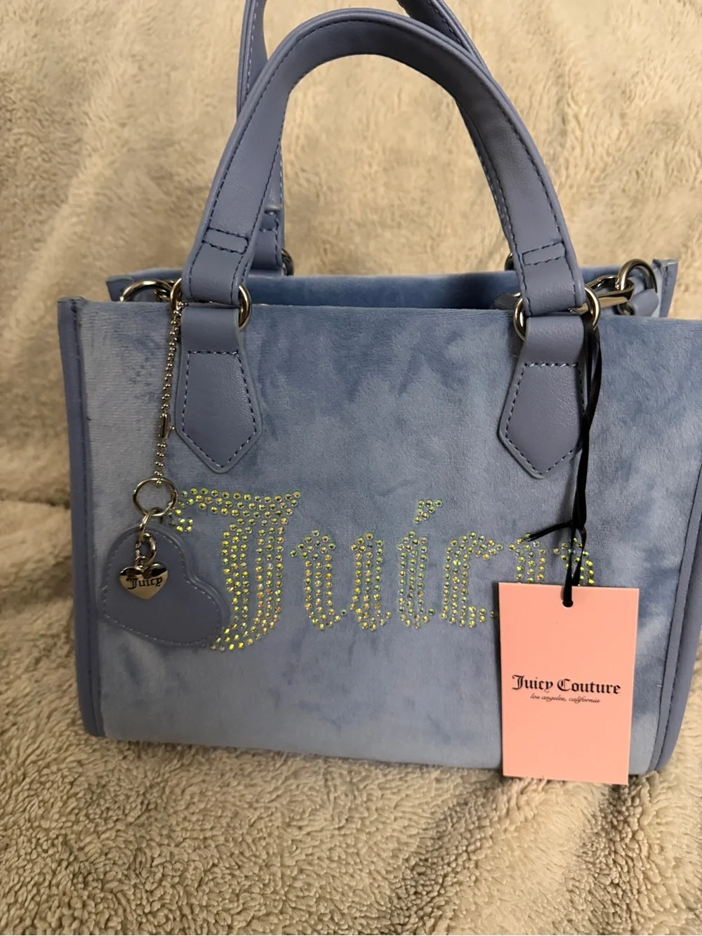 Juicy Couture Periwinkle Blue Mini Satchel with Crystal Logo